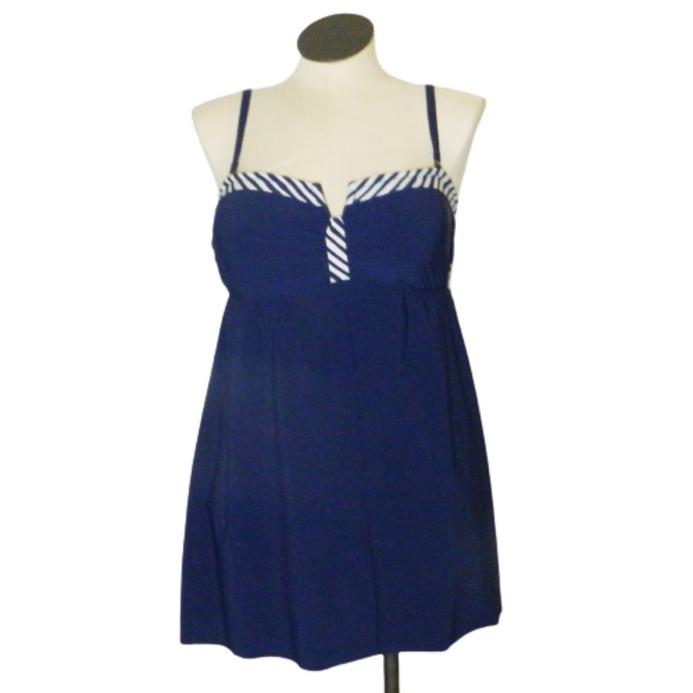 Christina Swimwear Maillots $118 Navy White Stripe Swimsuit Sz 1X NWT!
